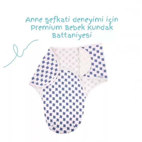Sevi Bebe Interlok Bebe Kundak Mavi Çiçek Desen